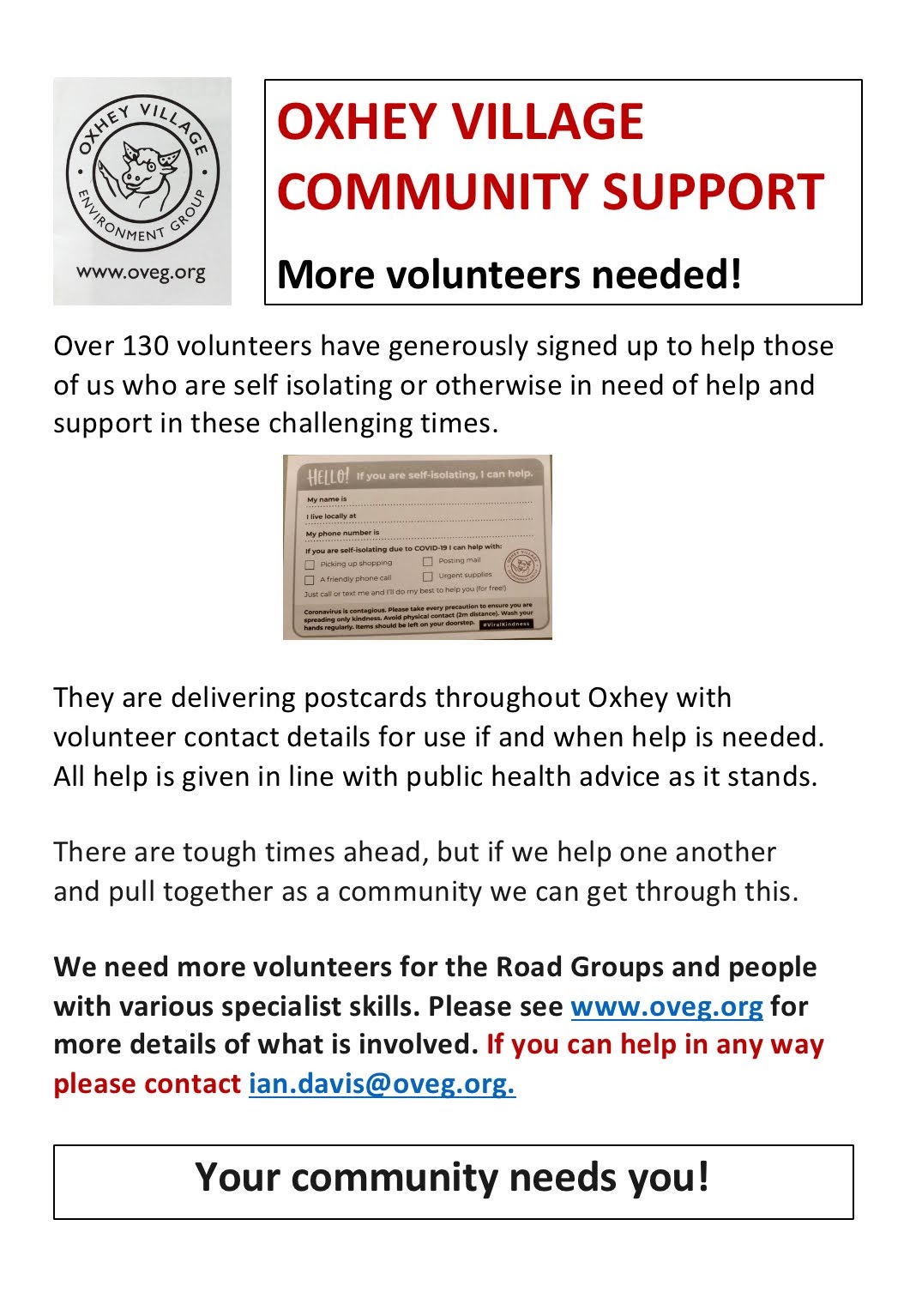 oxhey village support