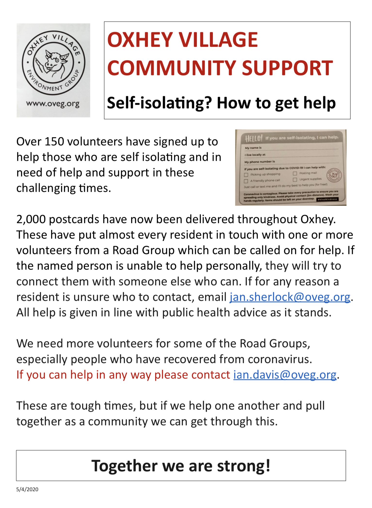 oxhey community support