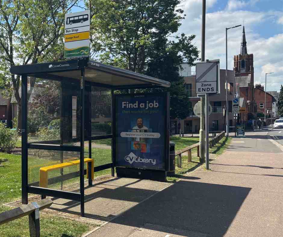 Grange Road bus stop in Oxhey Village Watford near Bushey